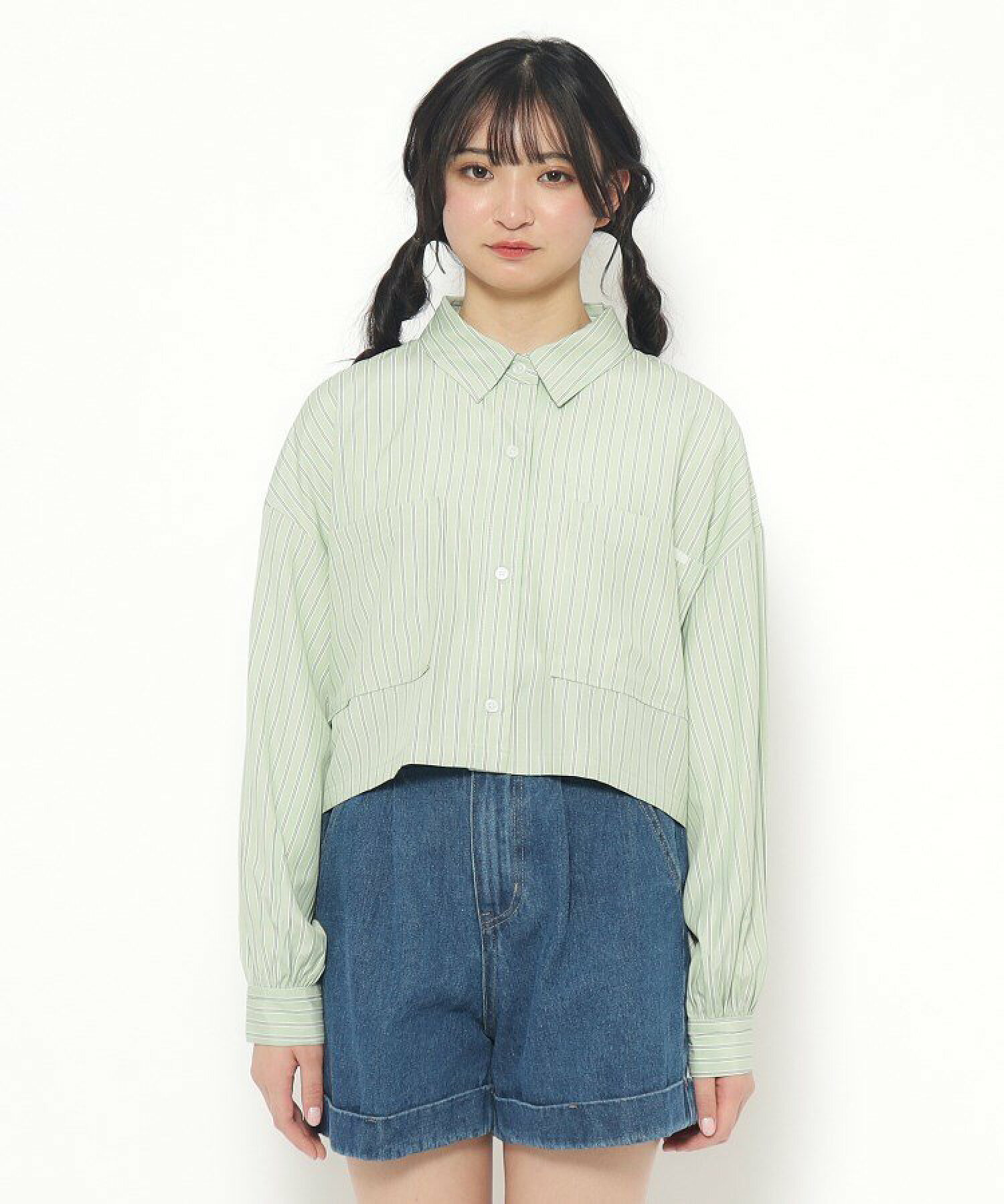 【2点SET】短丈シャツ+インナーTシャツSET